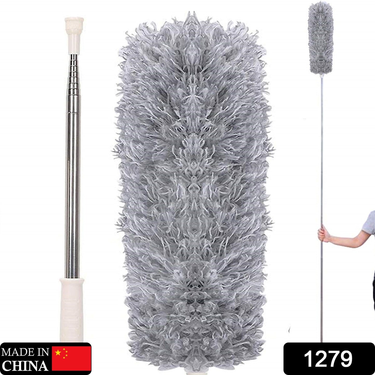 Microfiber Dusters for Cleaning, Telescoping Feather Duster with 100 inches Extendable Handle Pole